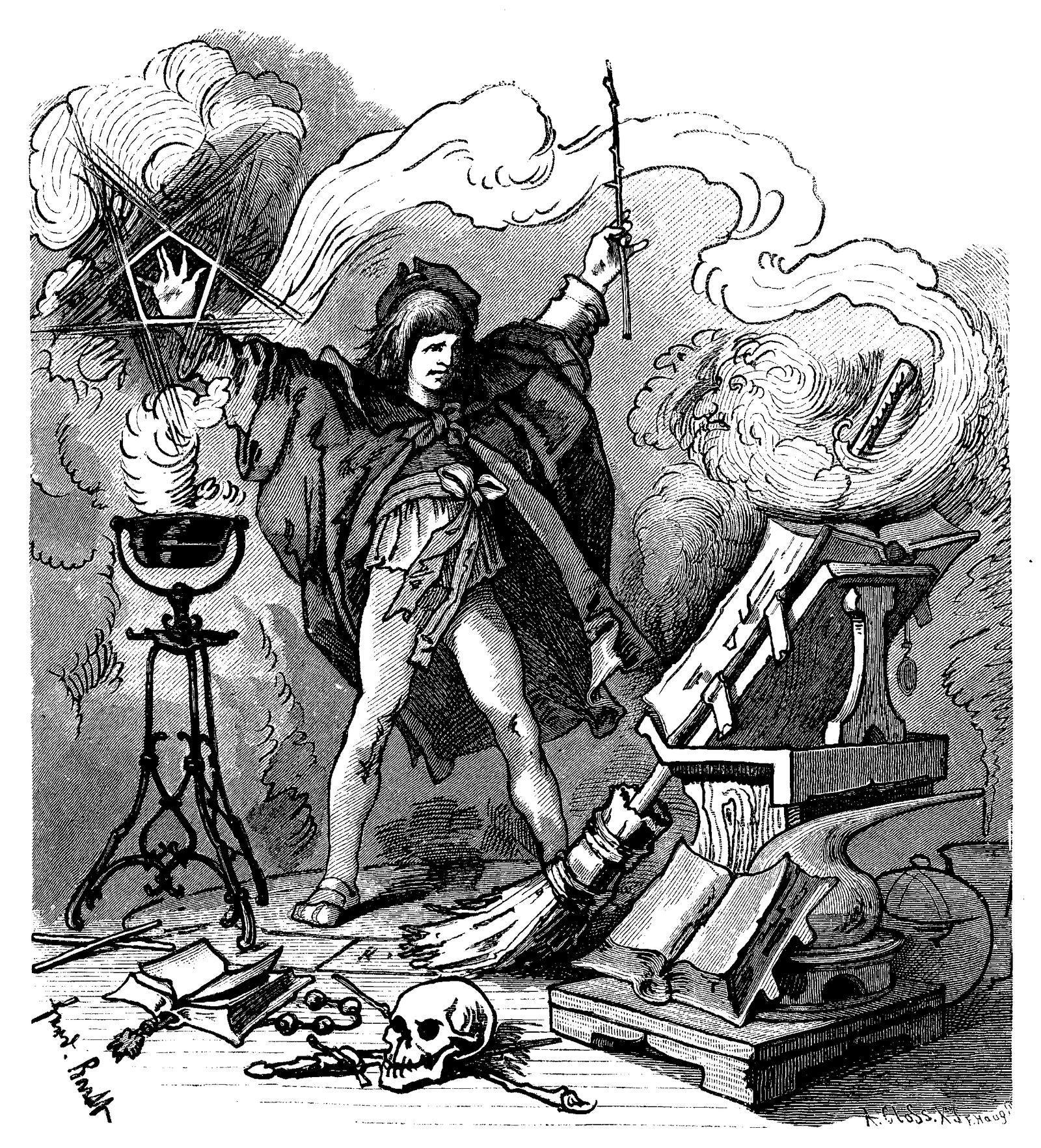 The Sorcerer’s Apprentice Public Domain Illustration of Der Zauberlehrling. From: German book, "Goethe's Werke", 1882, drawing by Ferdinand Barth (Künstler)(1842–1892)
